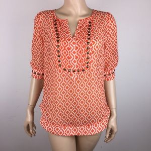 41Hawthorn XS Moni Geo Printed Blouse Stud Accents